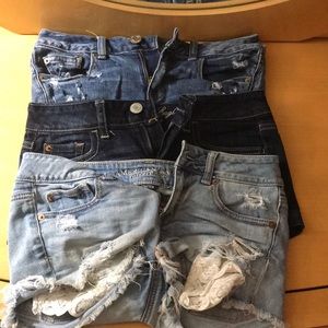 Lot of 3 American Eagle Jean Shorts Distressed